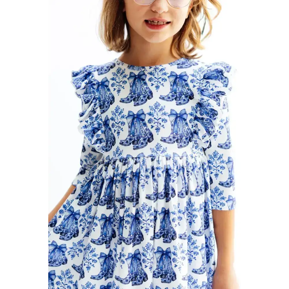 Southern Belle 3/4 Sleeve Ruffle Twirl Dress - Mila & Rose ®