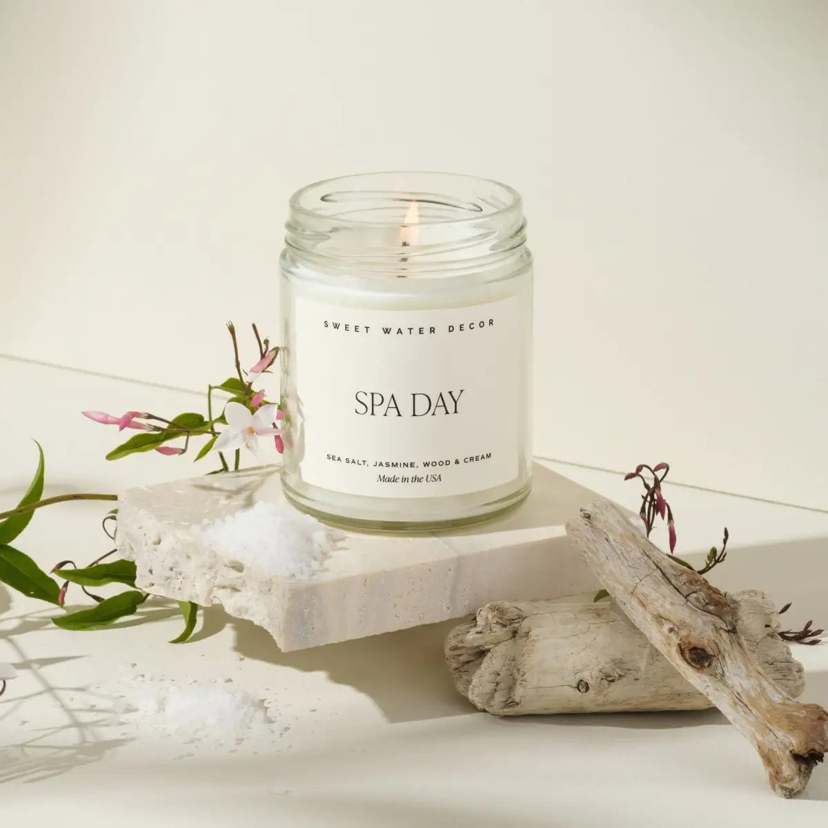 Spa Day Soy Candle - Clear Jar - 9 oz - Sweet Water Decor