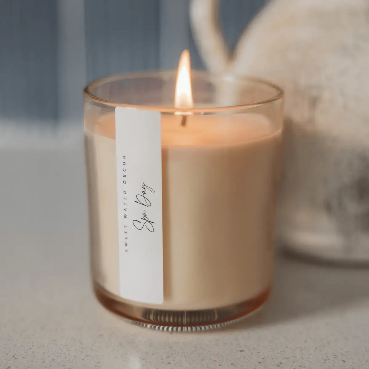 Spa Day Soy Candle - Tinted Glass Jar - 12 oz - Sweet Water Decor