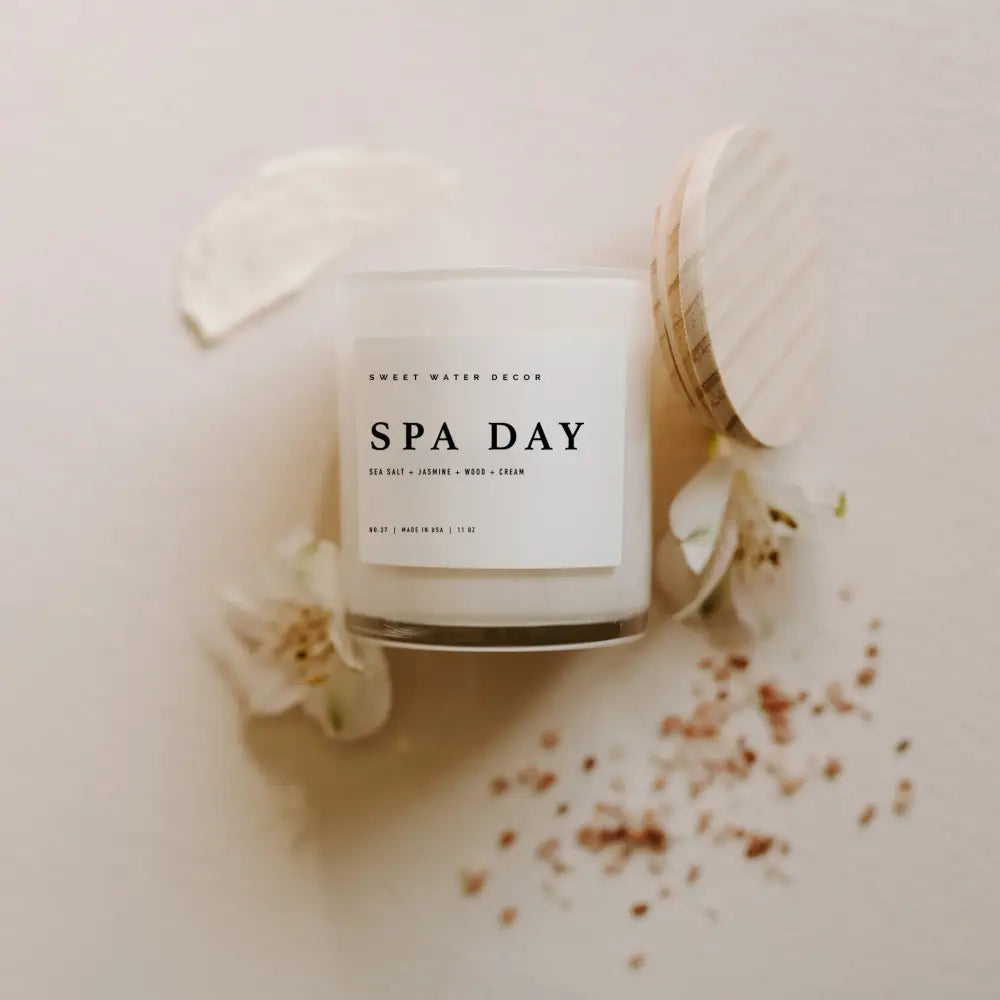 Spa Day Soy Candle - White Jar - 11 oz - Sweet Water Decor