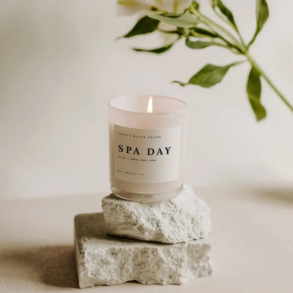 Spa Day Soy Candle - White Jar - 11 oz - Sweet Water Decor