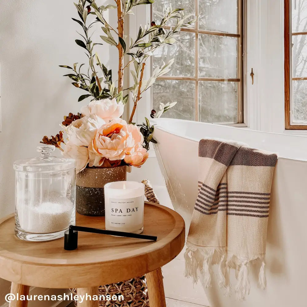 Spa Day Soy Candle - White Jar - 11 oz - Sweet Water Decor