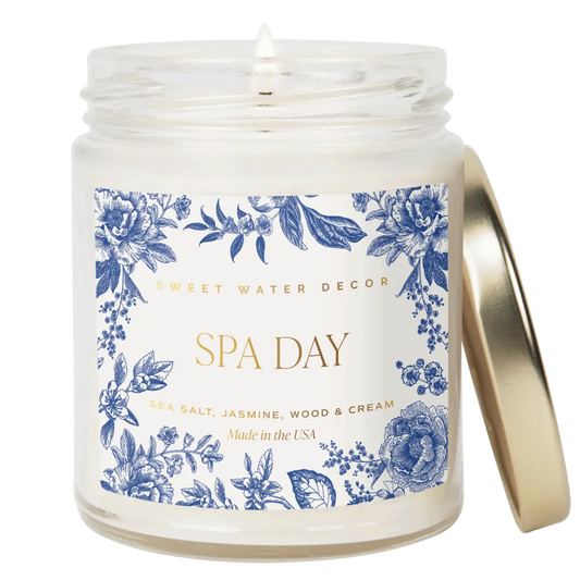 Spa Day Soy Patterned Candle - Clear Jar - 9 oz - Sweet Water Decor