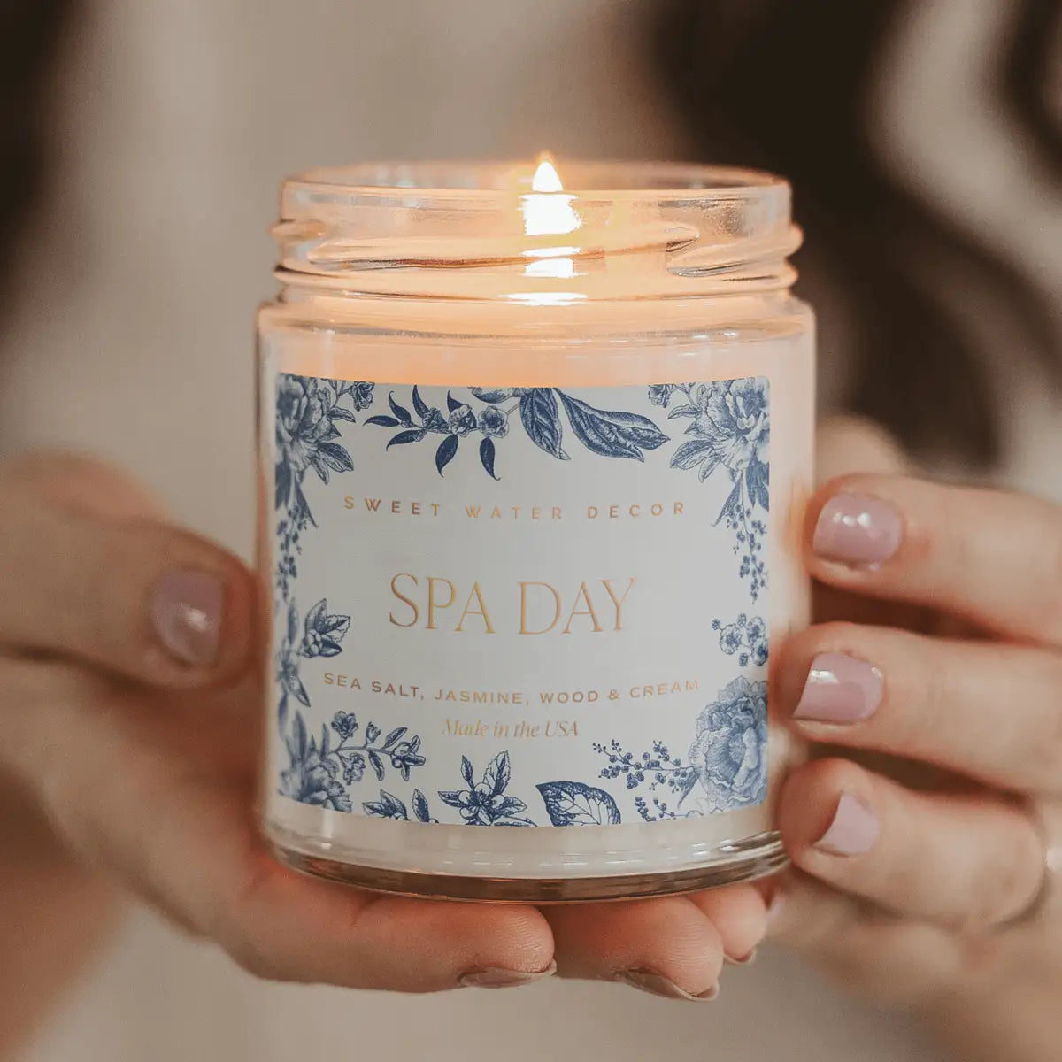 Spa Day Soy Patterned Candle - Clear Jar - 9 oz - Sweet Water Decor