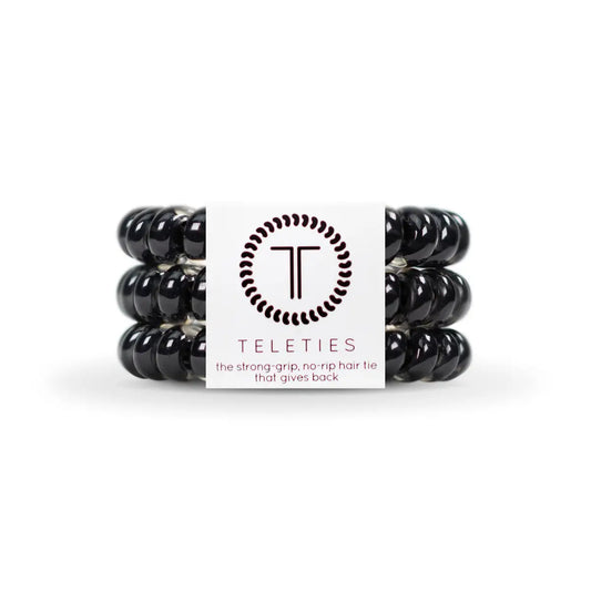 Spiral Hair Coils - Jet Black Hair Ties - Large - TELETIES
