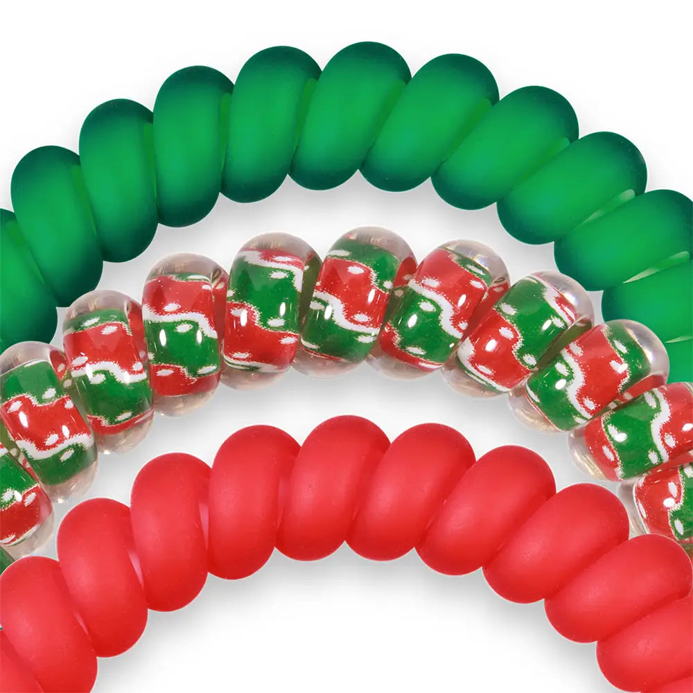 Christmas Spiral Hair Coils - Naughty or Nice Hair Ties - Small - TELETIES