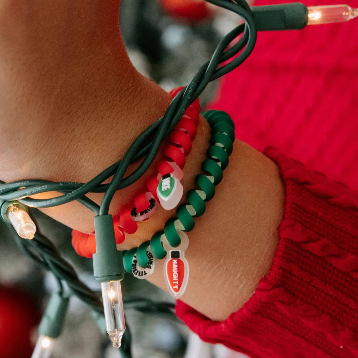 Christmas Spiral Hair Coils - Naughty or Nice Hair Ties - Small - TELETIES
