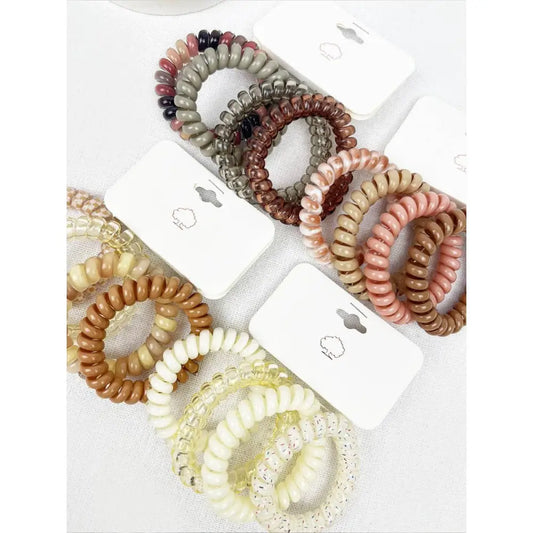Spiral Hair Ties - Cream and Multi - Love and Repeat