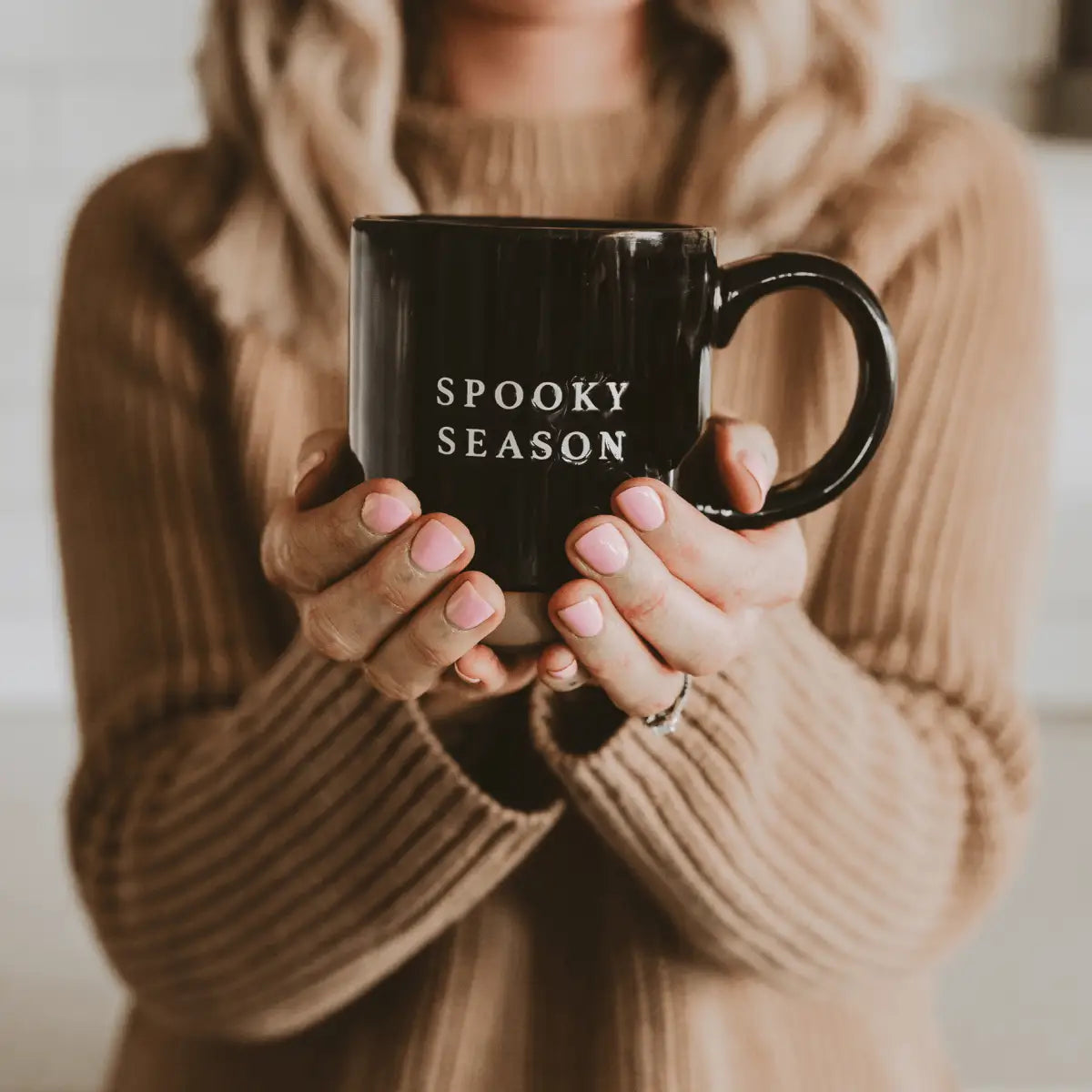 Spooky Season 14oz. Black Stoneware Coffee Mug - Sweet Water Decor