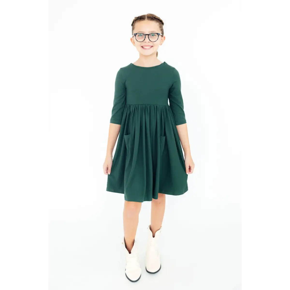 Spruce 3/4 Sleeve Pocket Twirl Dress - Mila & Rose ®