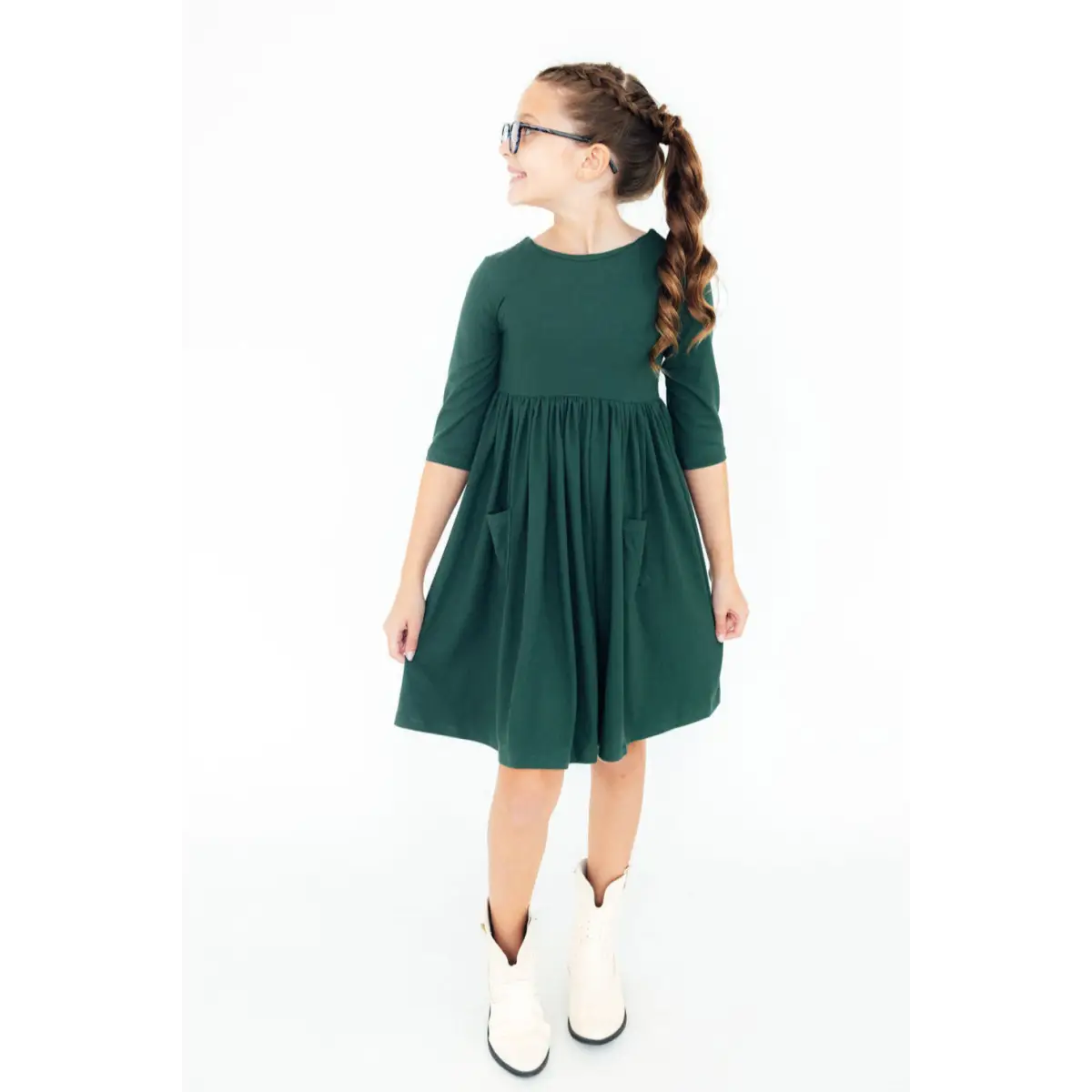 Spruce 3/4 Sleeve Pocket Twirl Dress - Mila & Rose ®