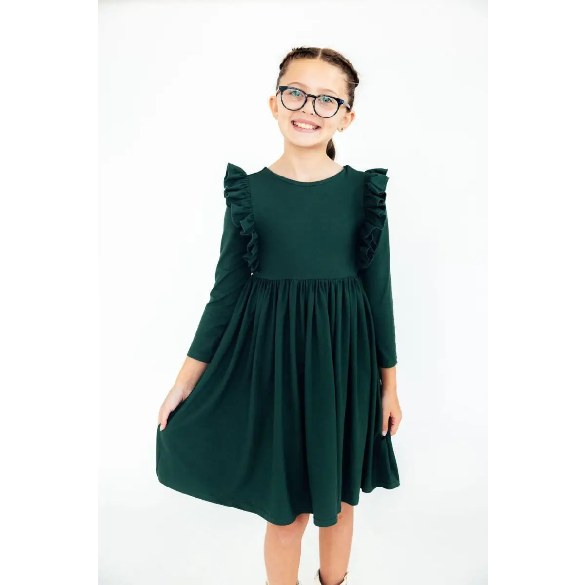 Spruce L/S Ruffle Twirl Dress - Mila & Rose ®