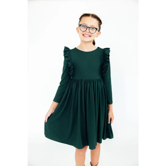 Spruce L/S Ruffle Twirl Dress - Mila & Rose ®