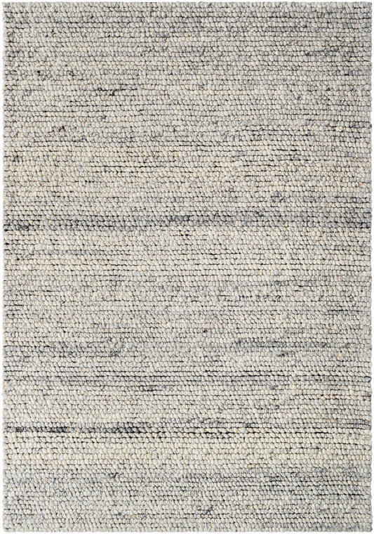 Cream & Gray Wool Area Rug - 5’ x 7’6’’ Rectangle - Boutique Rugs