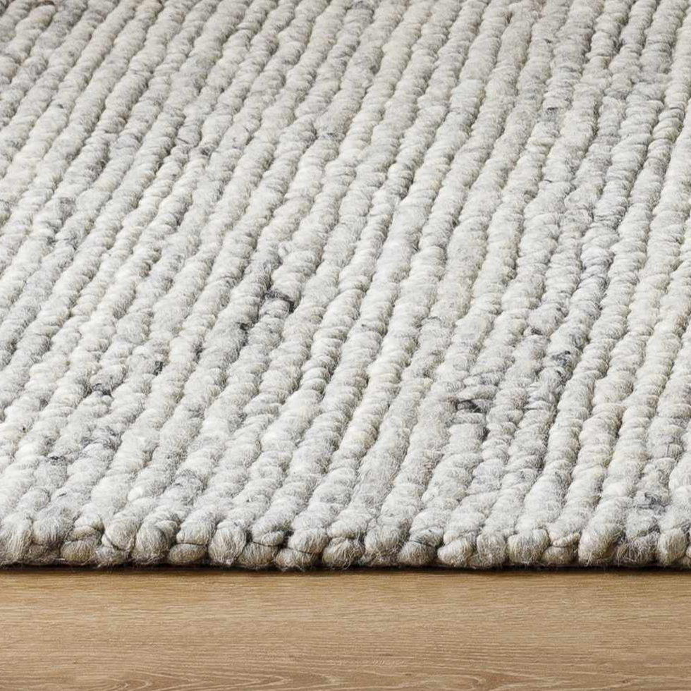 Cream & Gray Wool Area Rug - Boutique Rugs