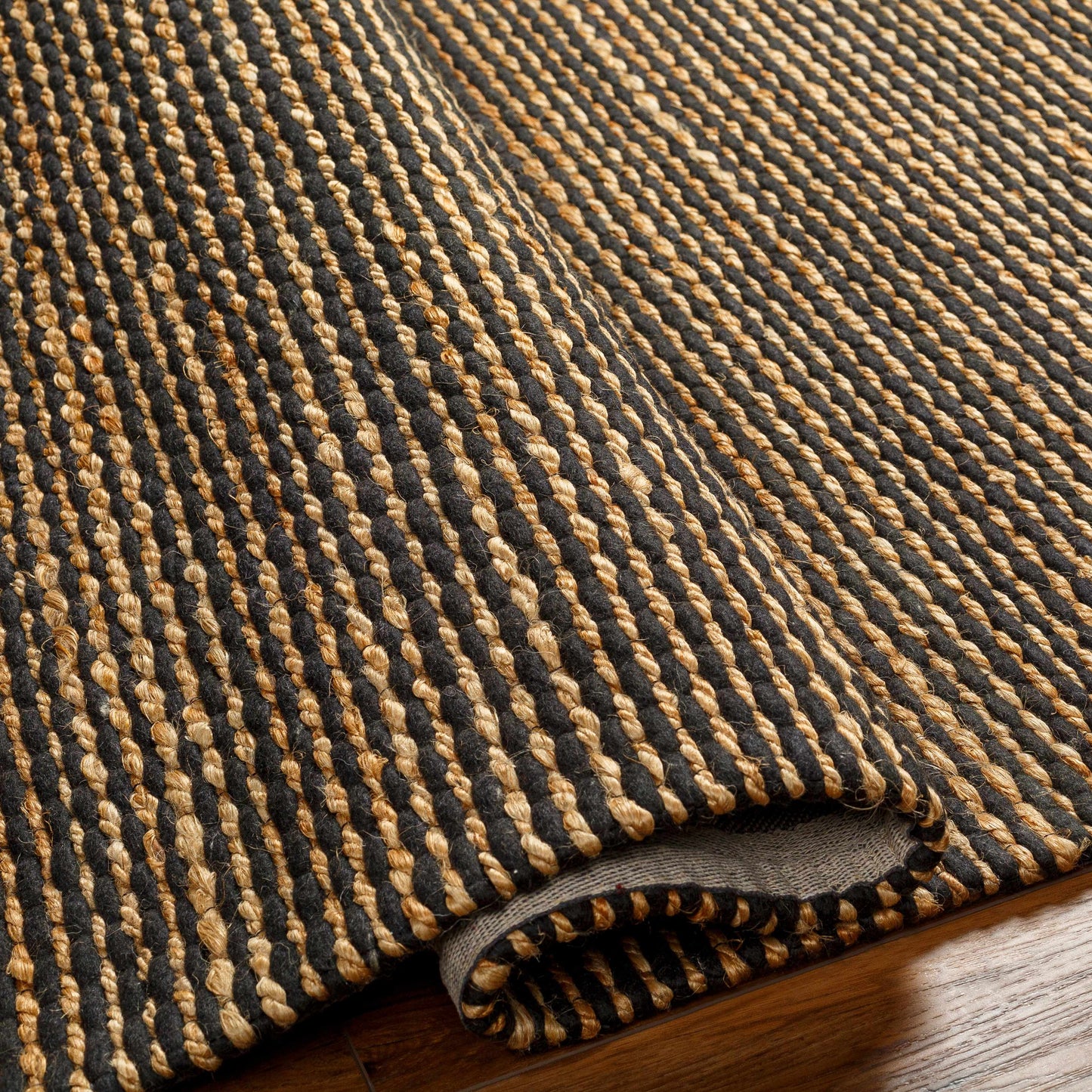 Black Jute Wool Area Rug - Boutique Rugs