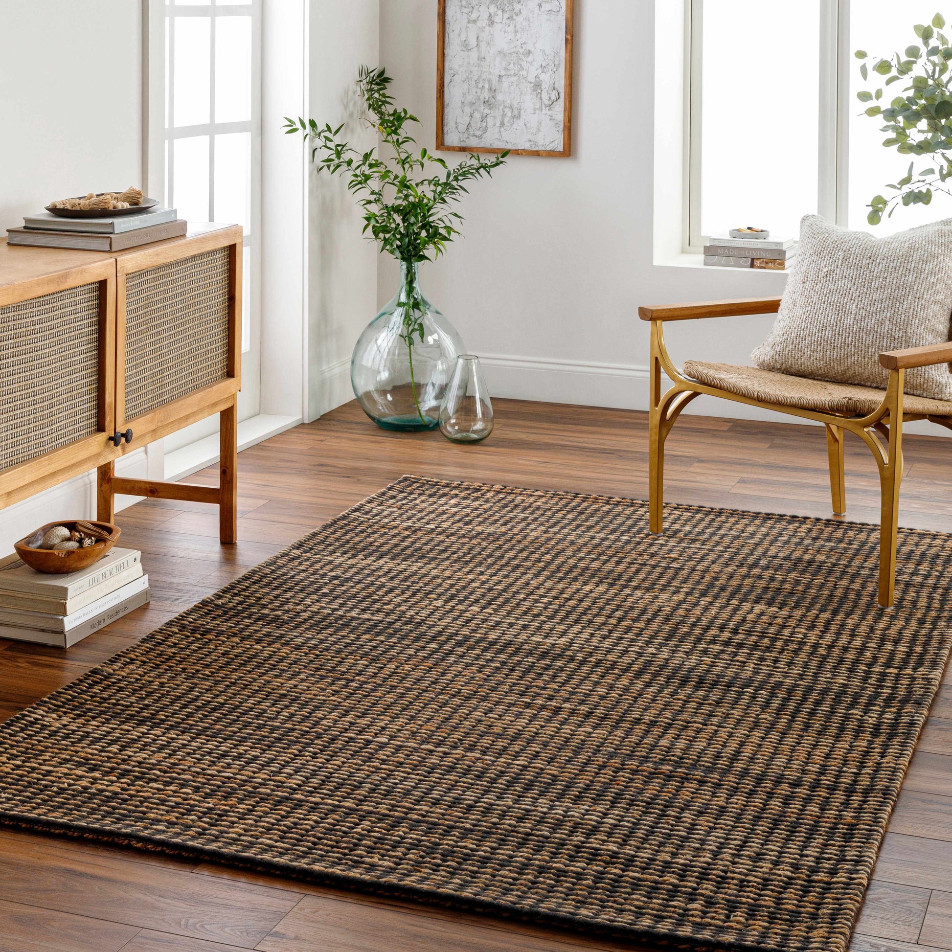 Black Jute Wool Area Rug - Boutique Rugs