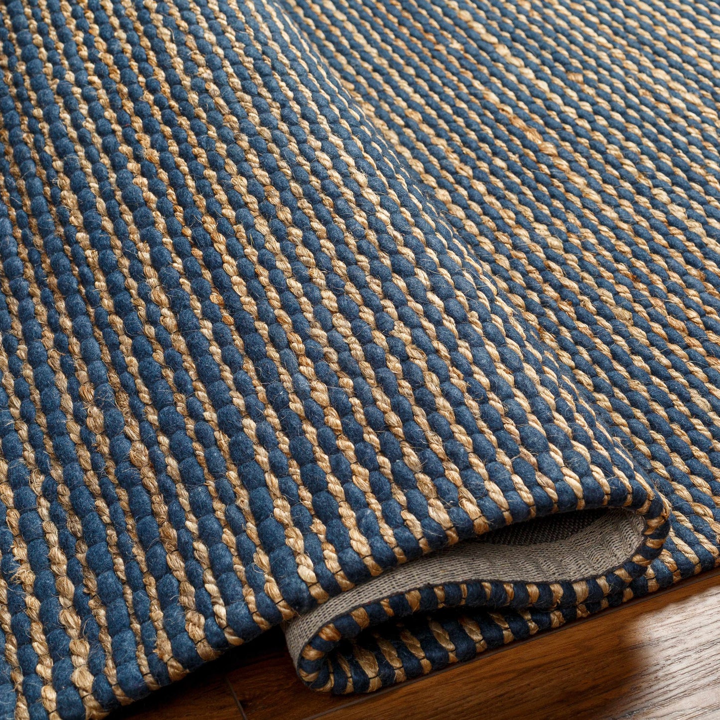 Navy Wool Jute Area Rug - Boutique Rugs