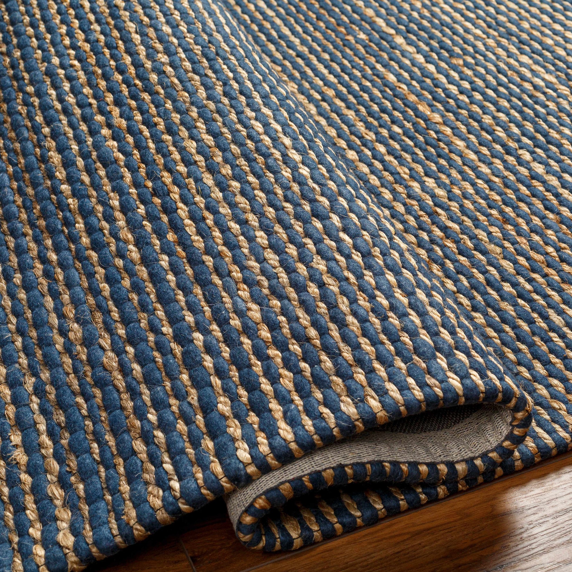Navy Wool Jute Area Rug - Boutique Rugs