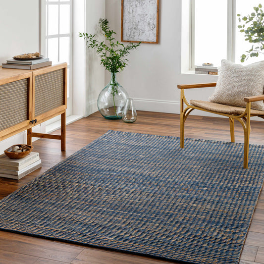 Navy Wool Jute Area Rug - Boutique Rugs