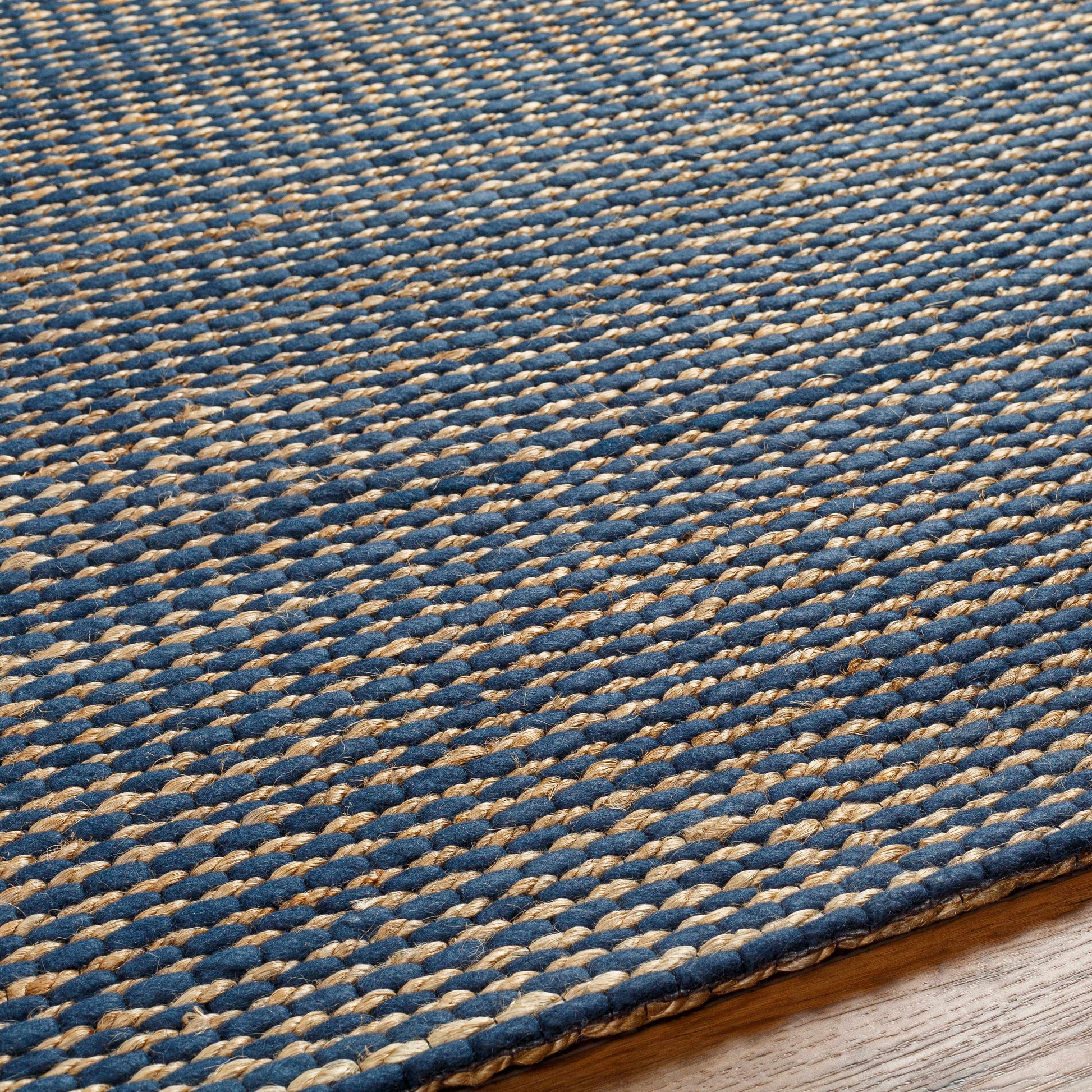 Navy Wool Jute Area Rug - Boutique Rugs
