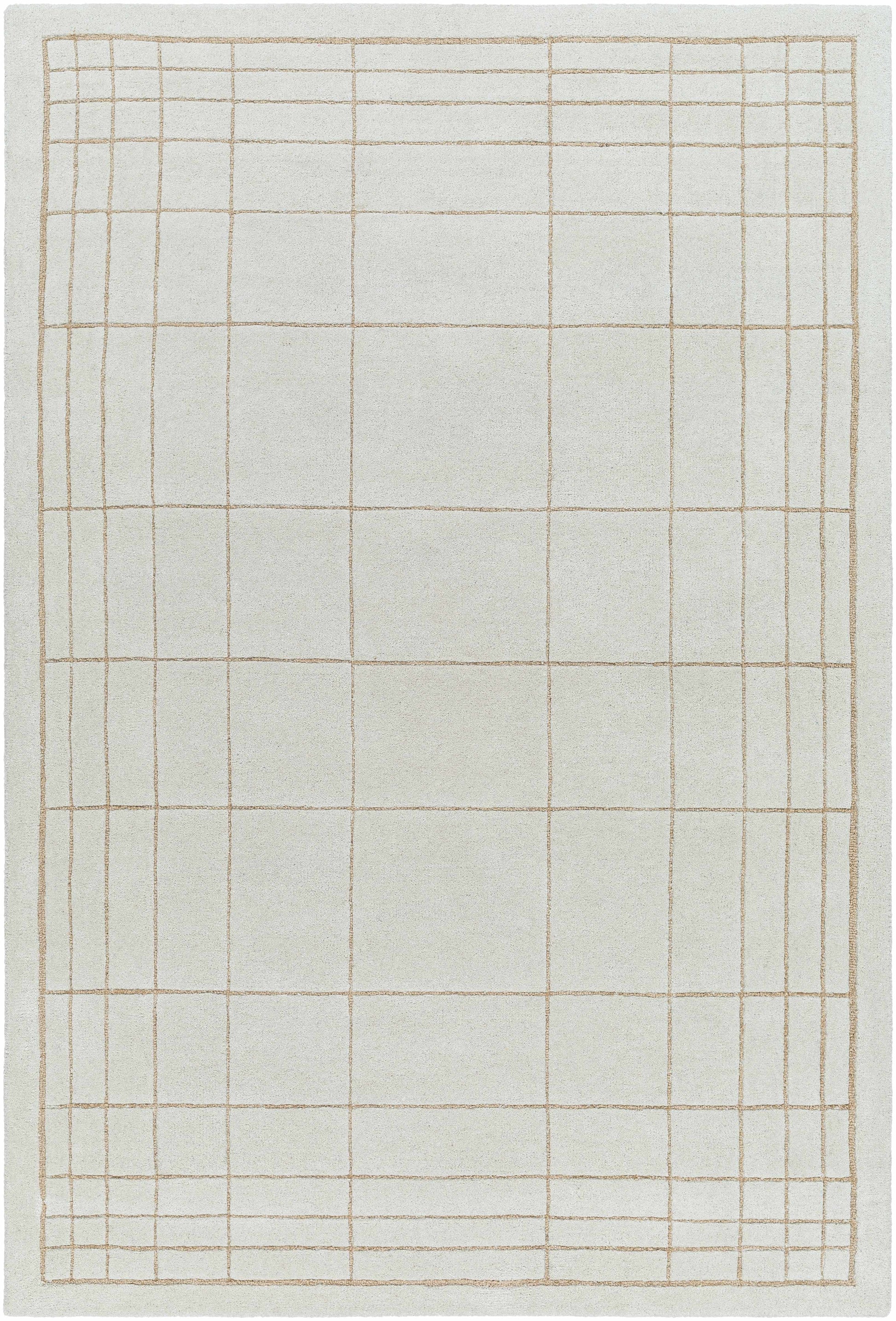 Modern Check Neutral Wool Area Rug - Boutique Rugs