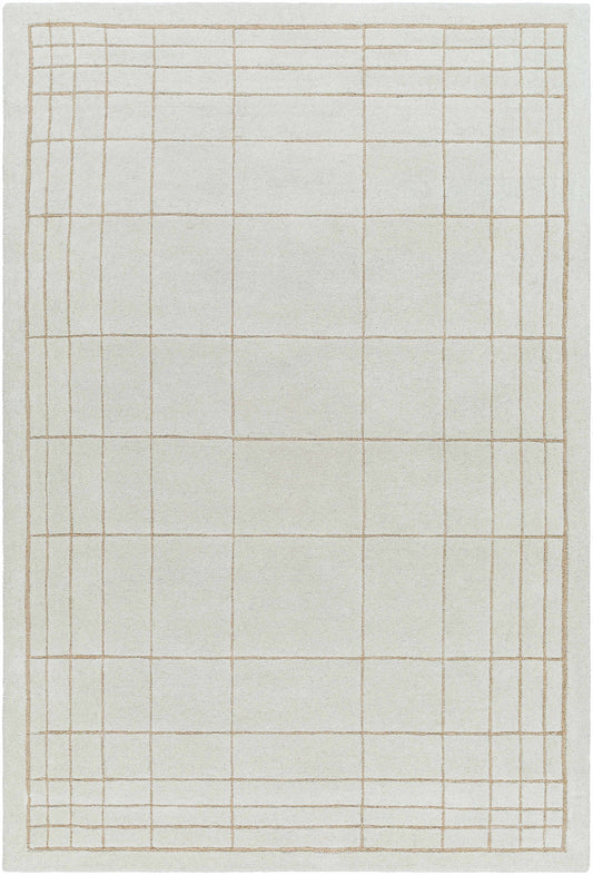 Modern Check Neutral Wool Area Rug - Boutique Rugs