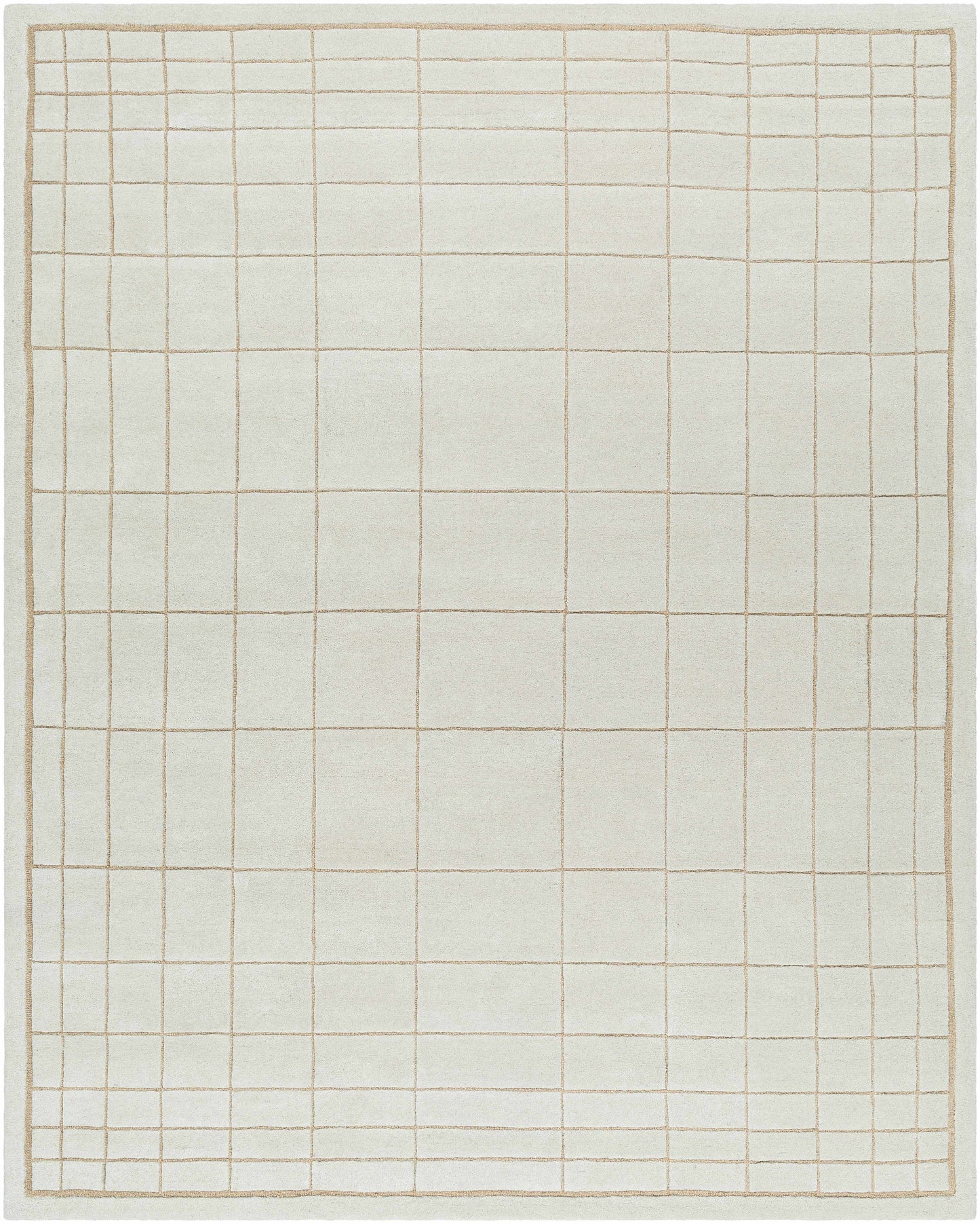 Modern Check Neutral Wool Area Rug - 8’ x 10’ Rectangle - Boutique Rugs
