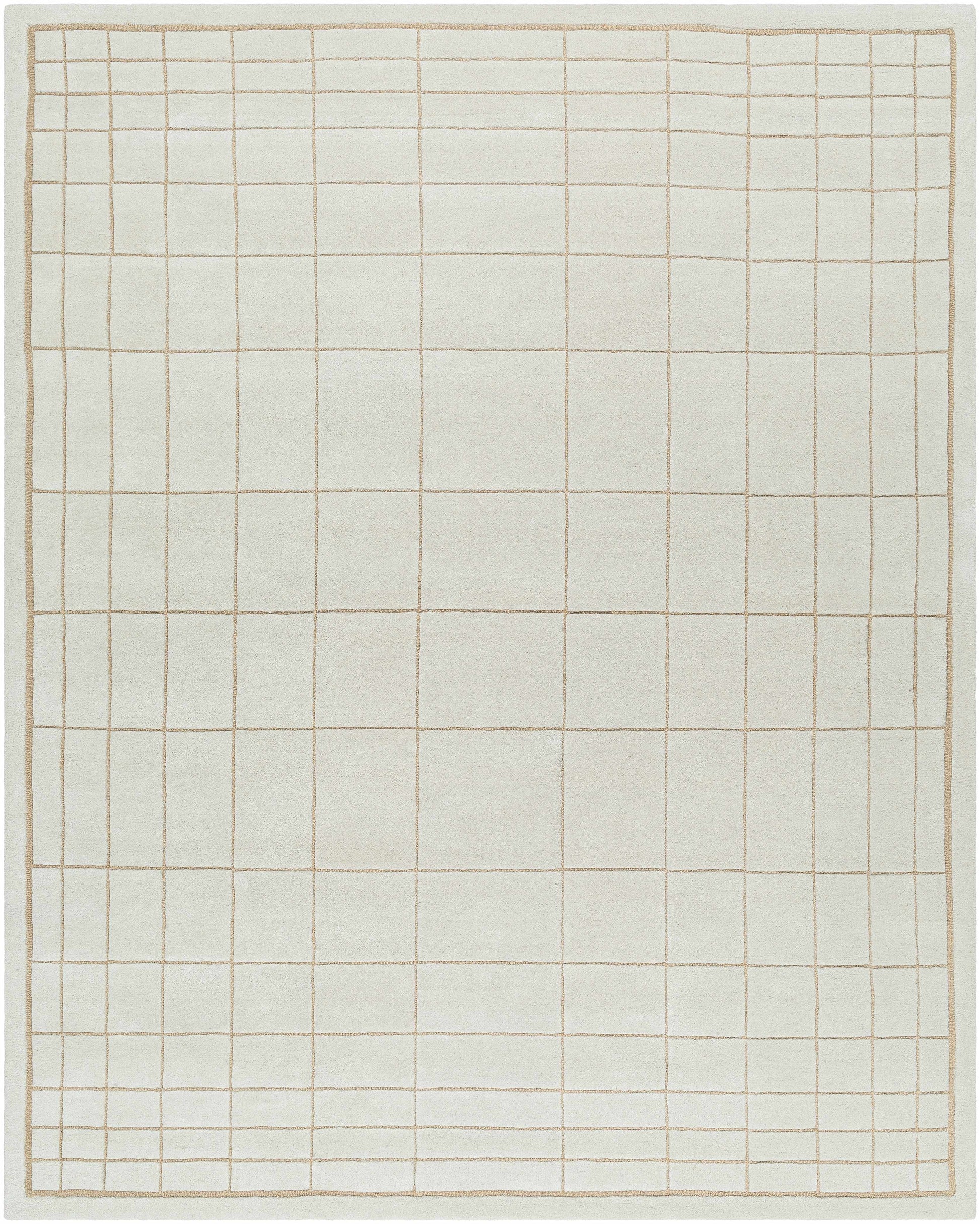Modern Check Neutral Wool Area Rug - 8’ x 10’ Rectangle - Boutique Rugs
