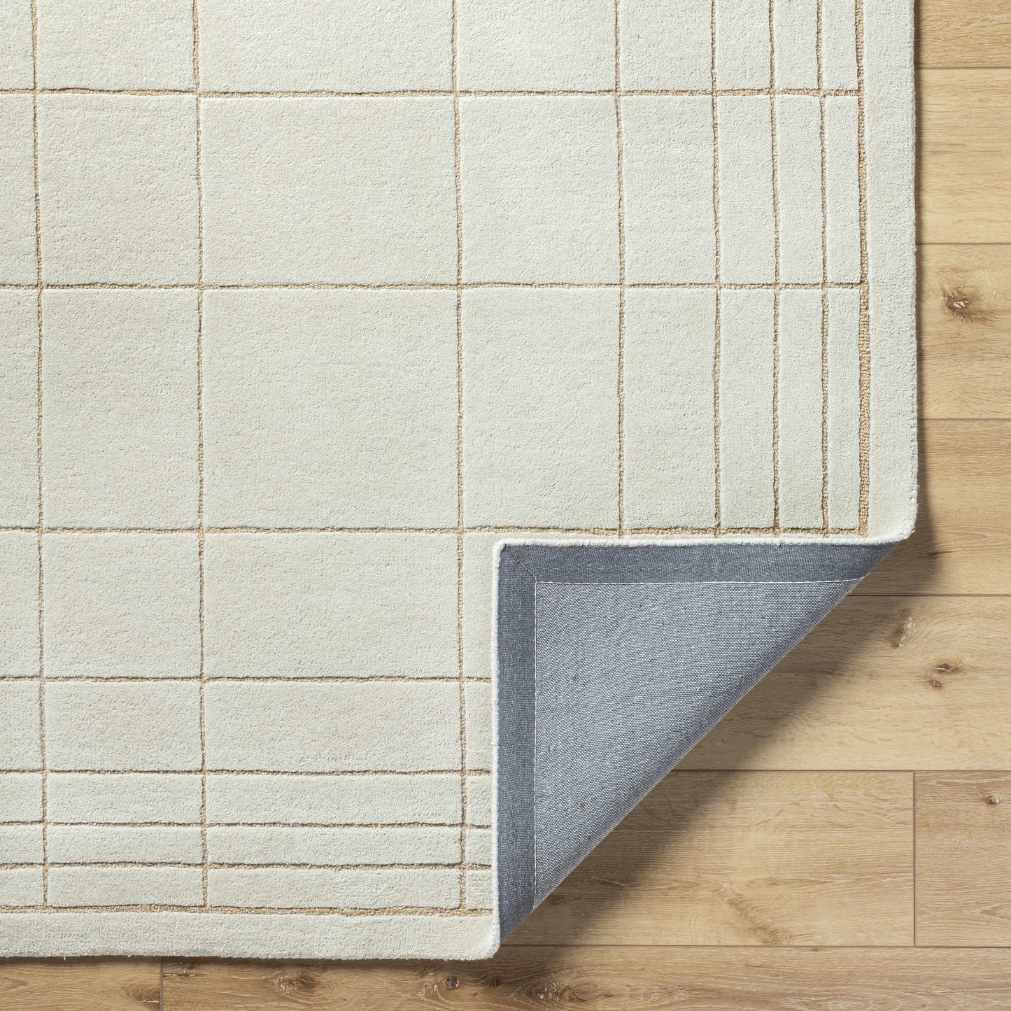 Modern Check Neutral Wool Area Rug - Boutique Rugs