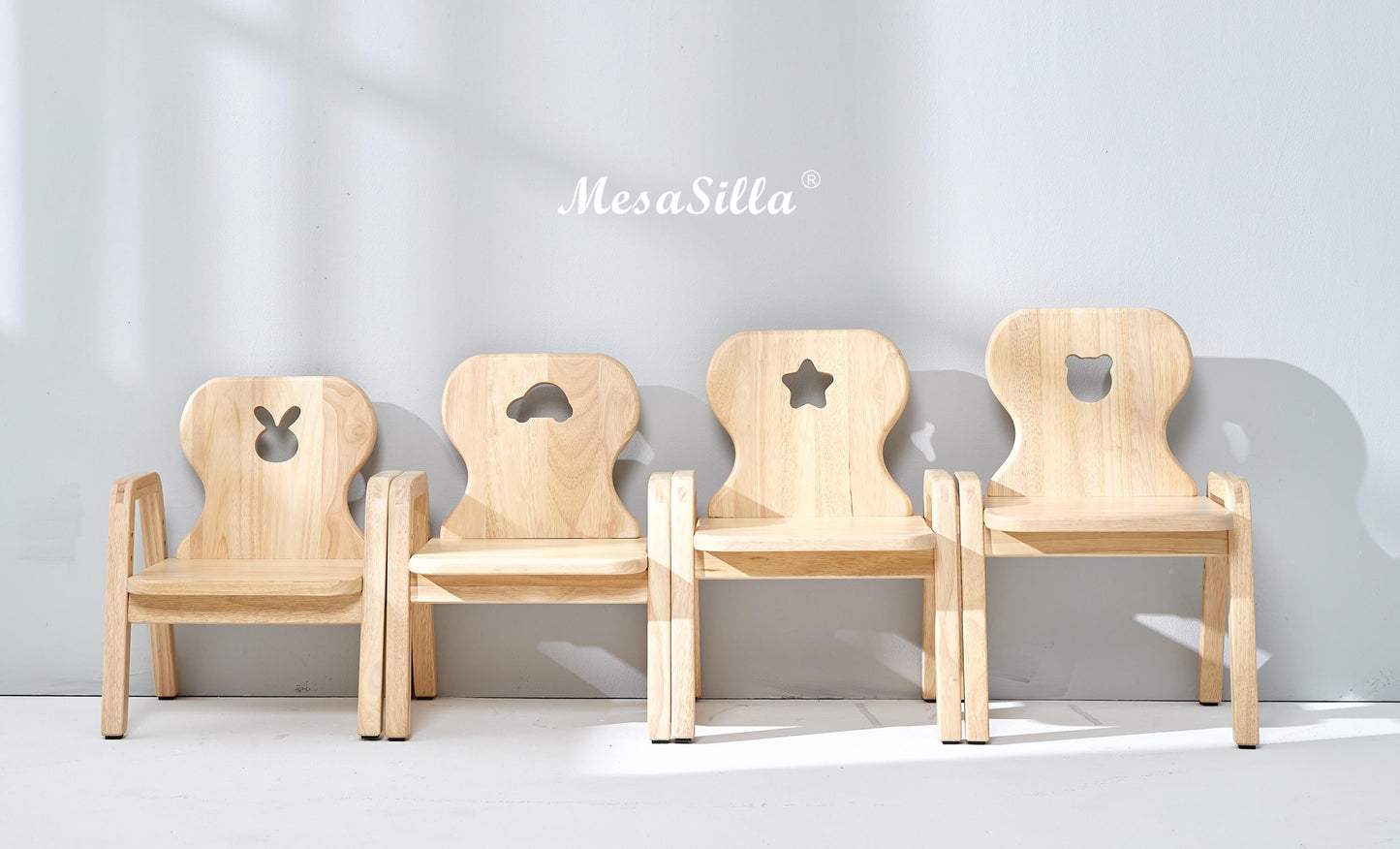 Silla infantil de madera ajustable Mesasilla: ergonómica, de altura regulable, madera maciza | 4 opciones de altura