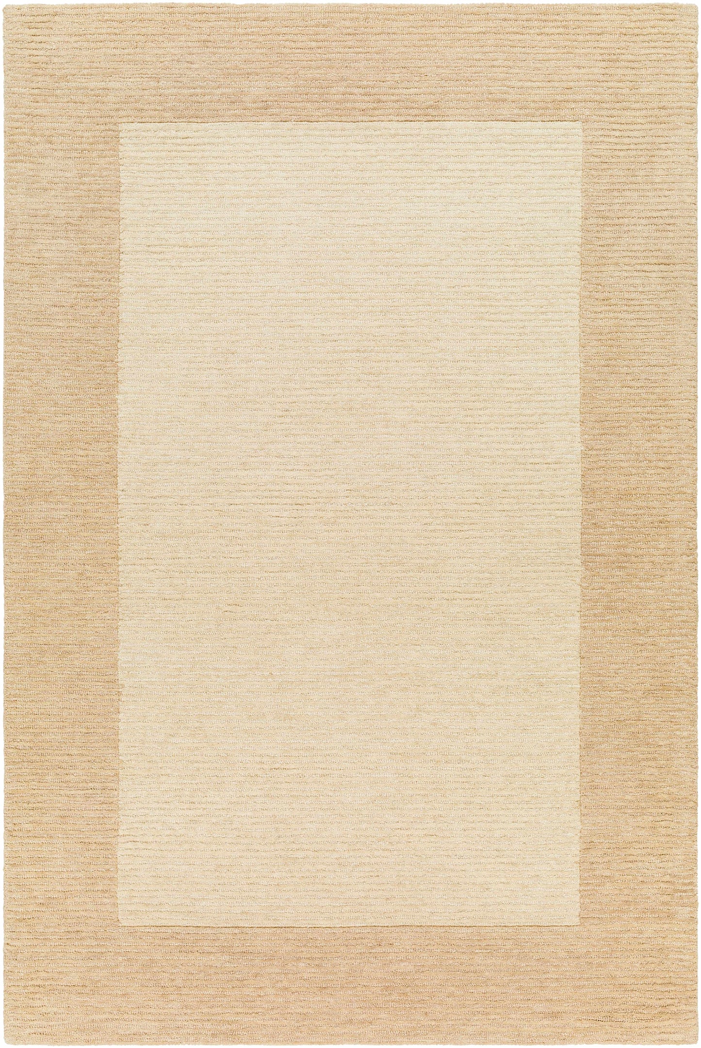 Beige Wool Area Rug with Border - 5’ x 7’6’’ Rectangle - Boutique Rugs