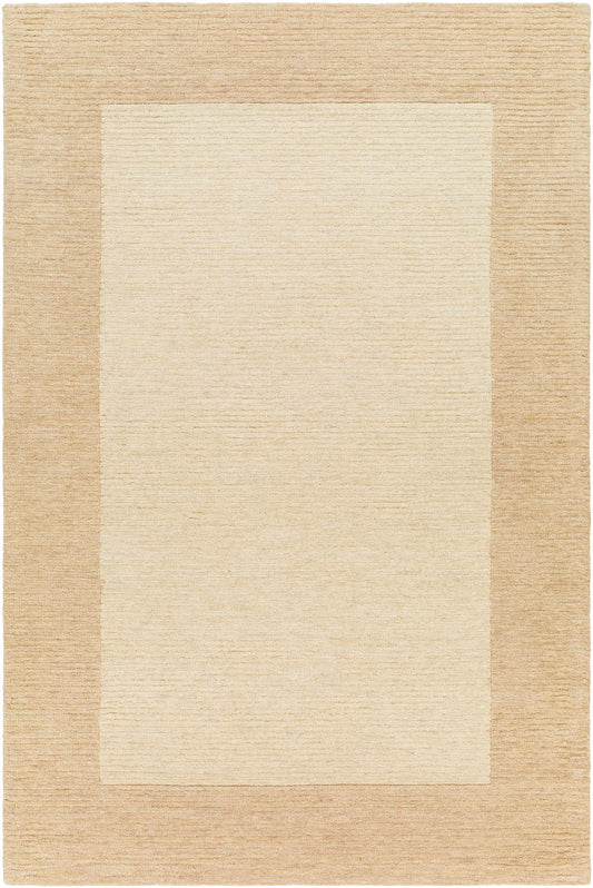 Beige Wool Area Rug with Border - 5’ x 7’6’’ Rectangle - Boutique Rugs
