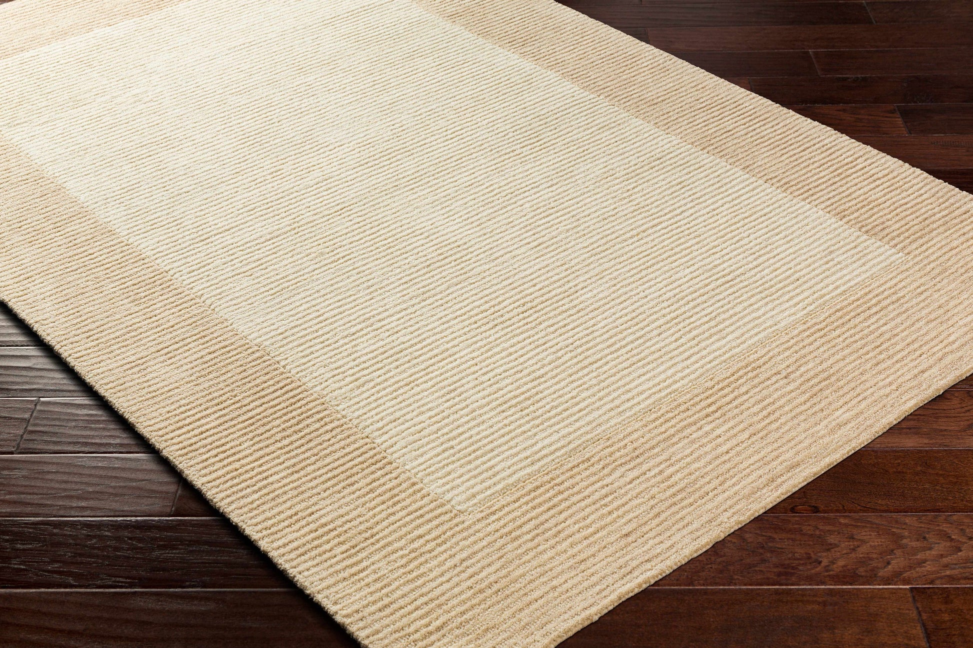 Beige Wool Area Rug with Border - Boutique Rugs