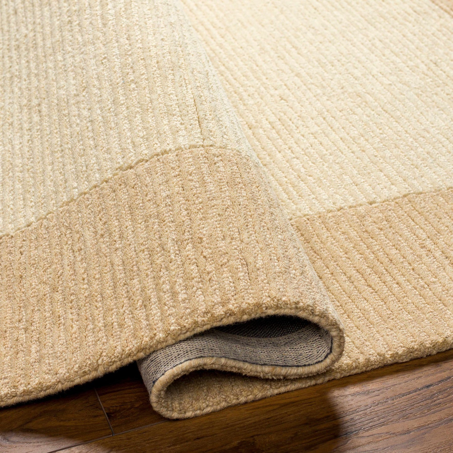Beige Wool Area Rug with Border - Boutique Rugs