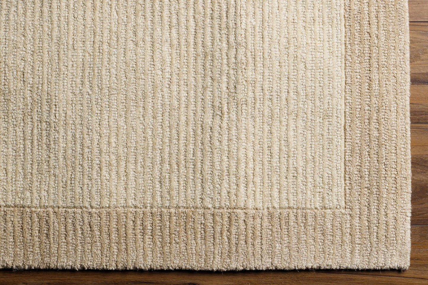 Beige Wool Area Rug with Border - Boutique Rugs