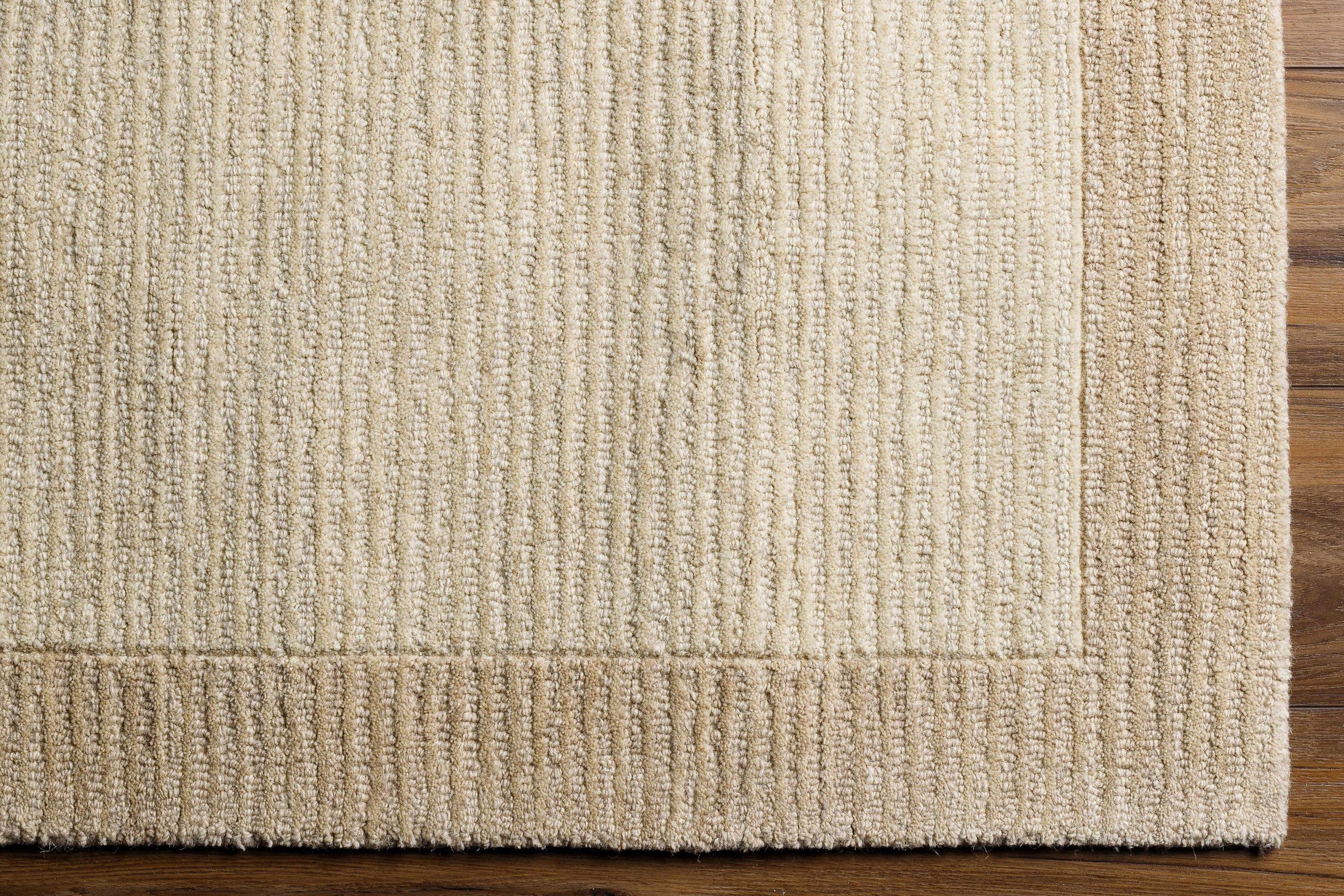 Beige Wool Area Rug with Border - Boutique Rugs