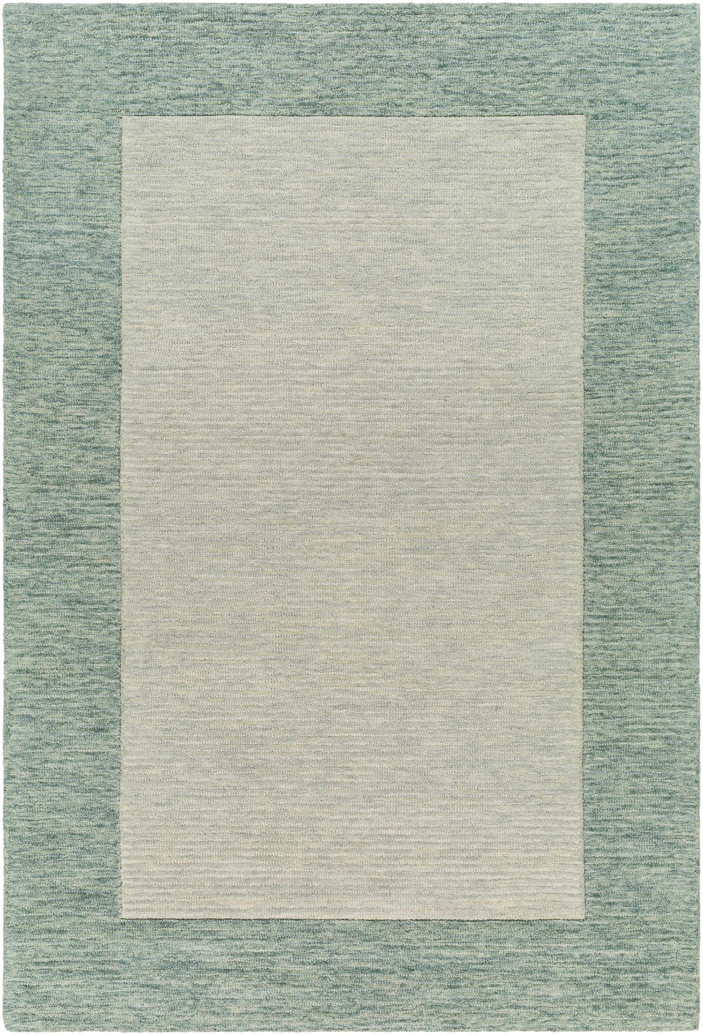 Gray Border Wool Area Rug - 5’ x 7’6’’ Rectangle - Boutique Rugs