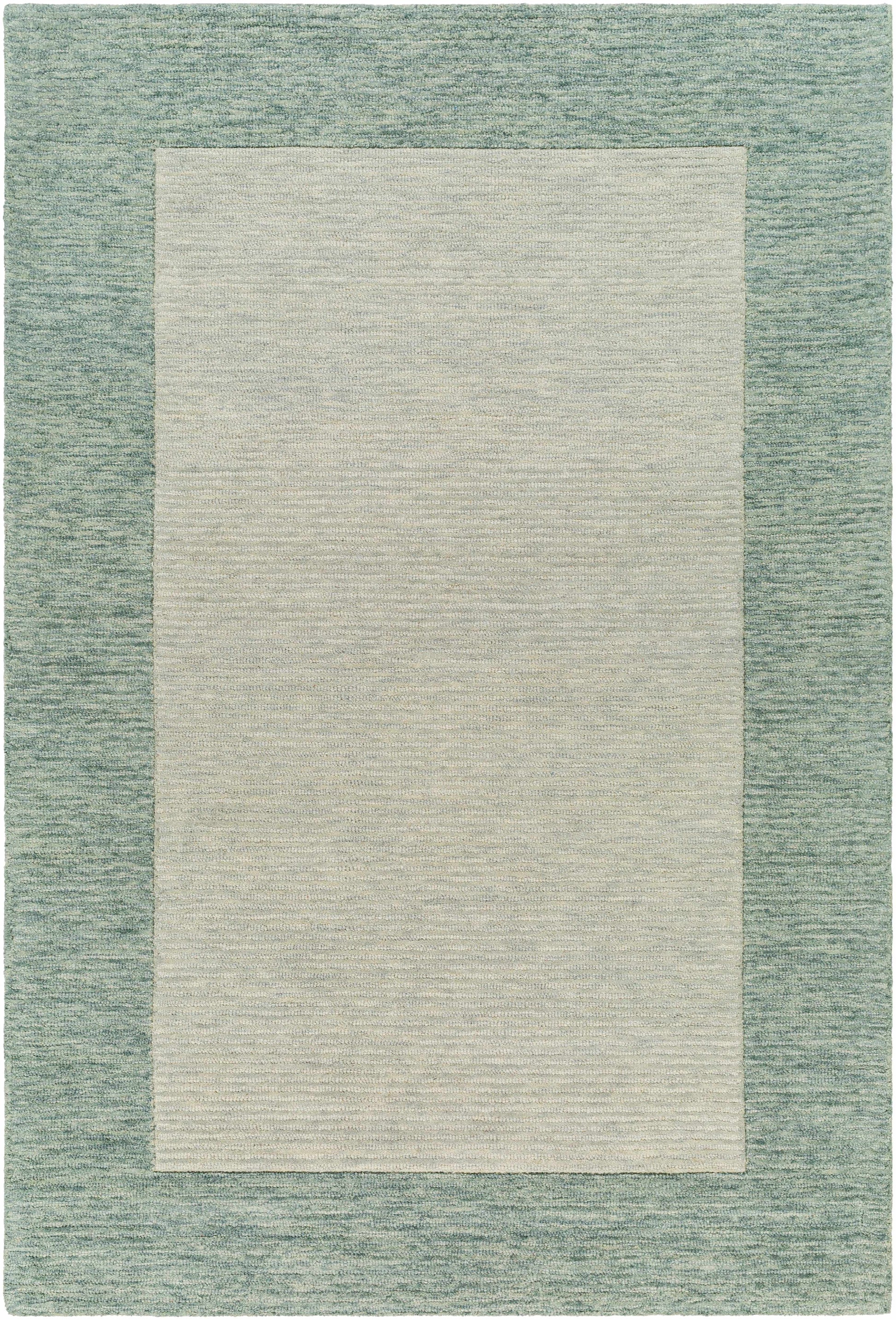 Gray Border Wool Area Rug - 5’ x 7’6’’ Rectangle - Boutique Rugs