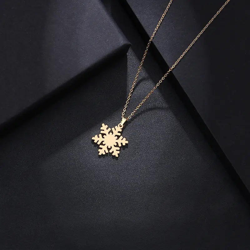 Gold or Silver Snowflake Necklace - Rooted Home Goods