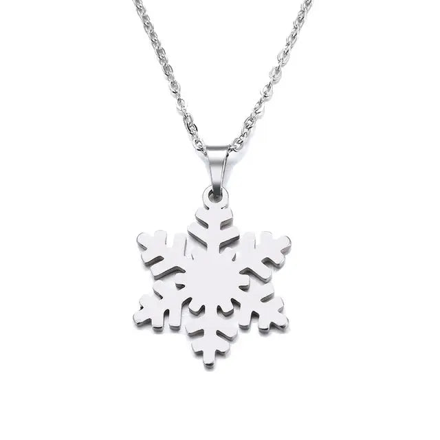 Gold or Silver Snowflake Necklace - Silver - Rooted Home Goods