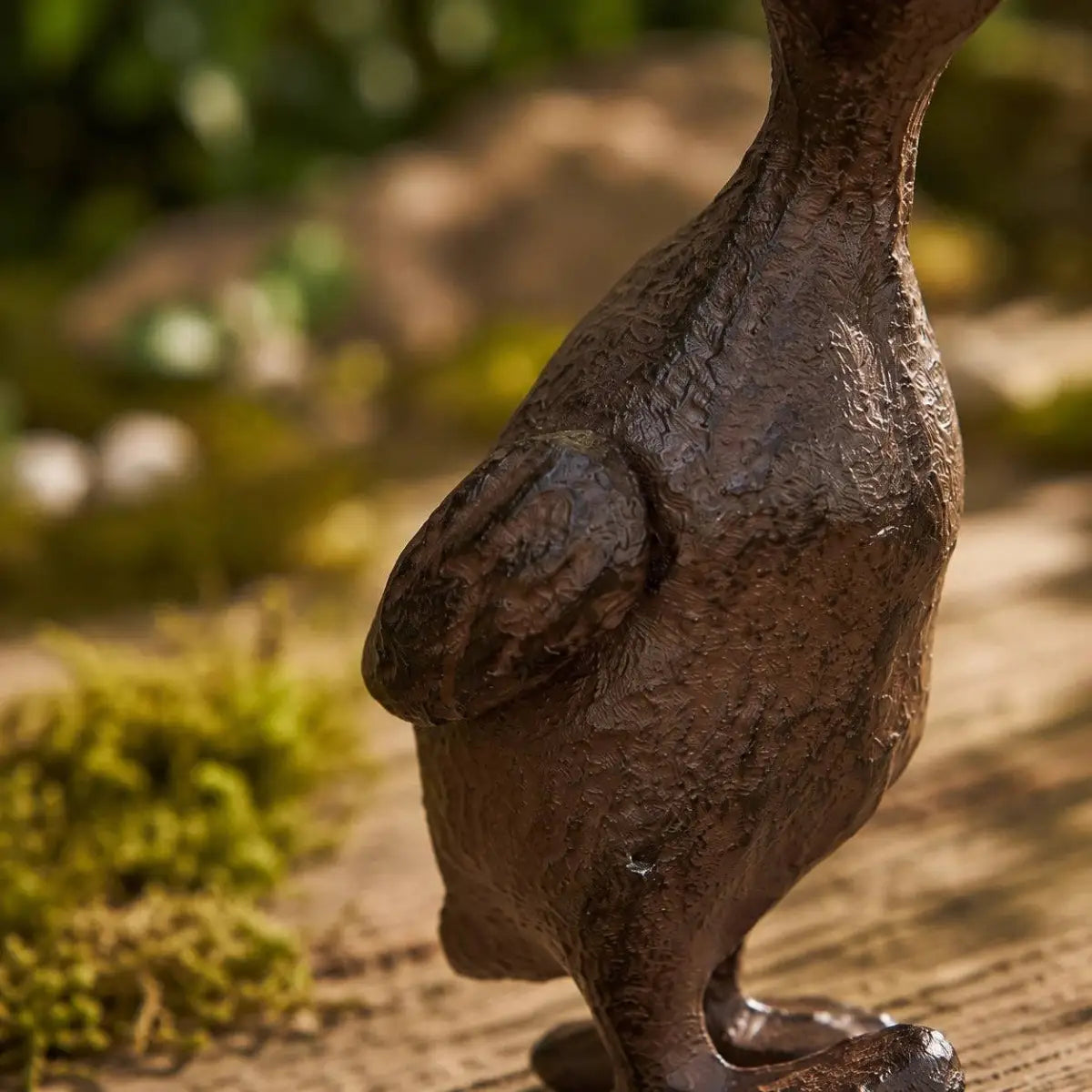 Duck Garden Figurine - Antique Brown Cast Iron - Iron & Blossom
