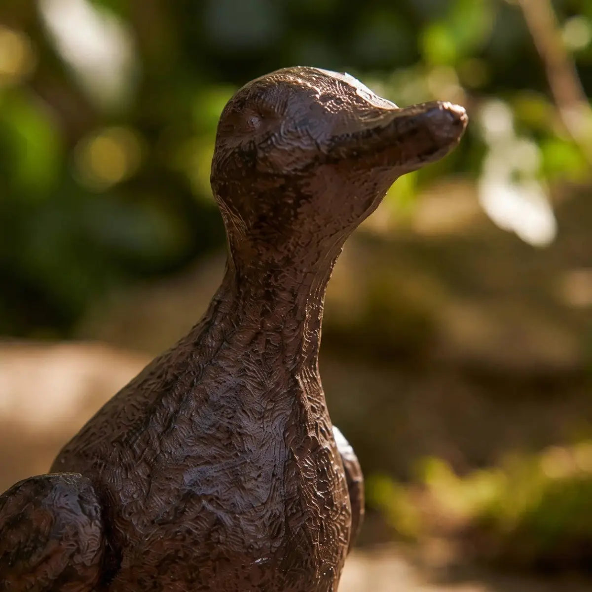 Duck Garden Figurine - Antique Brown Cast Iron - Iron & Blossom