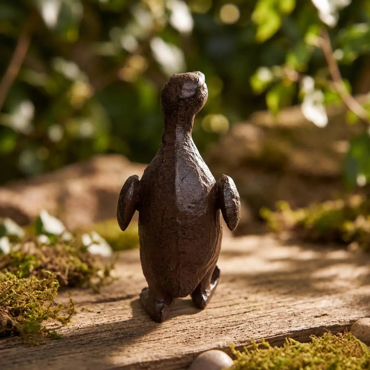 Duck Garden Figurine - Antique Brown Cast Iron - Iron & Blossom