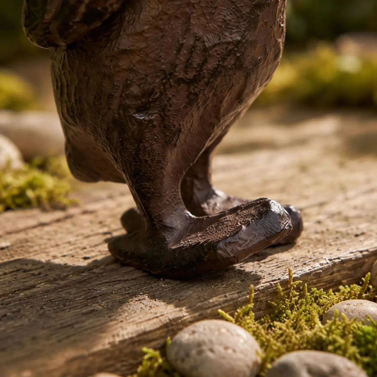Duck Garden Figurine - Antique Brown Cast Iron - Iron & Blossom