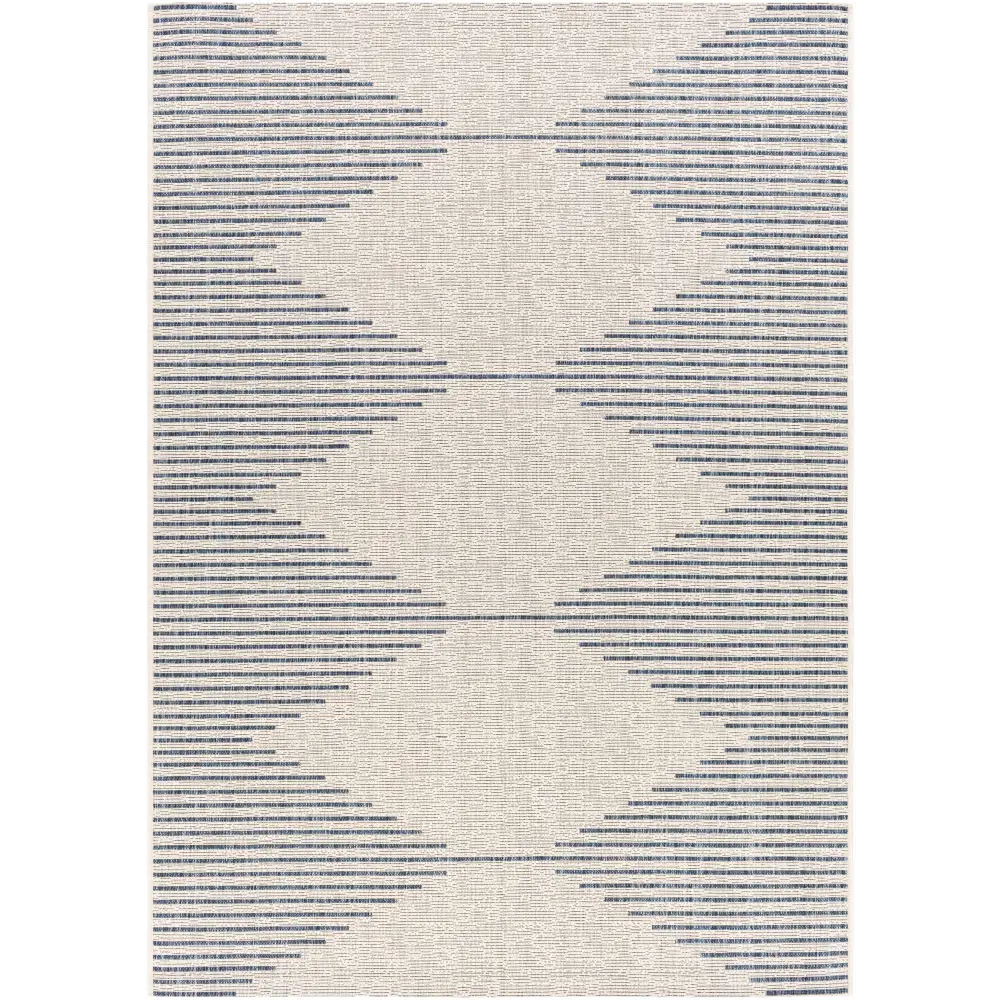 Stephan Blue & Cream Outdoor Rug - 5’3’’ x 7’7’’ Rectangle - Boutique Rugs