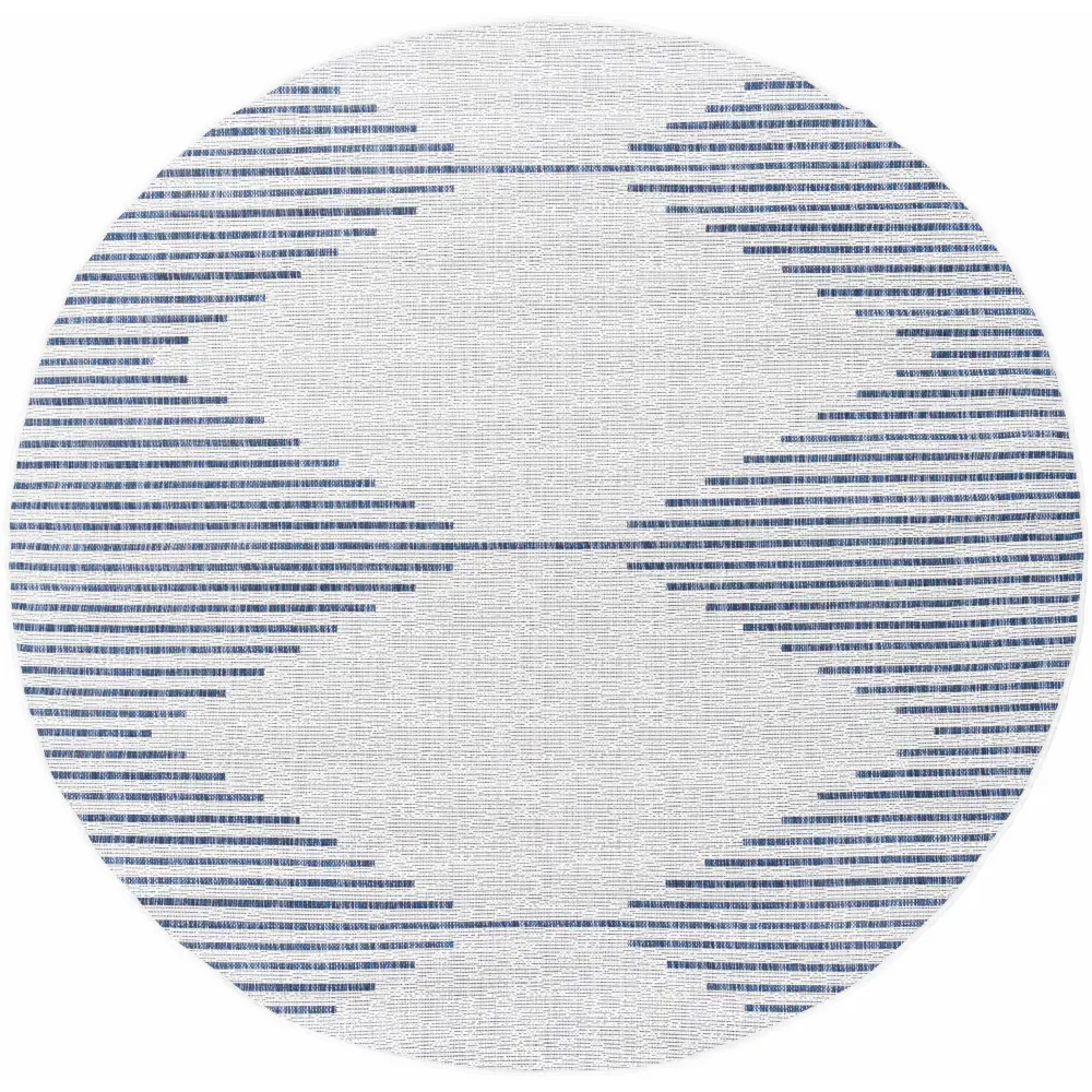 Stephan Blue & Cream Outdoor Rug - 6’7’’ Round - Boutique Rugs
