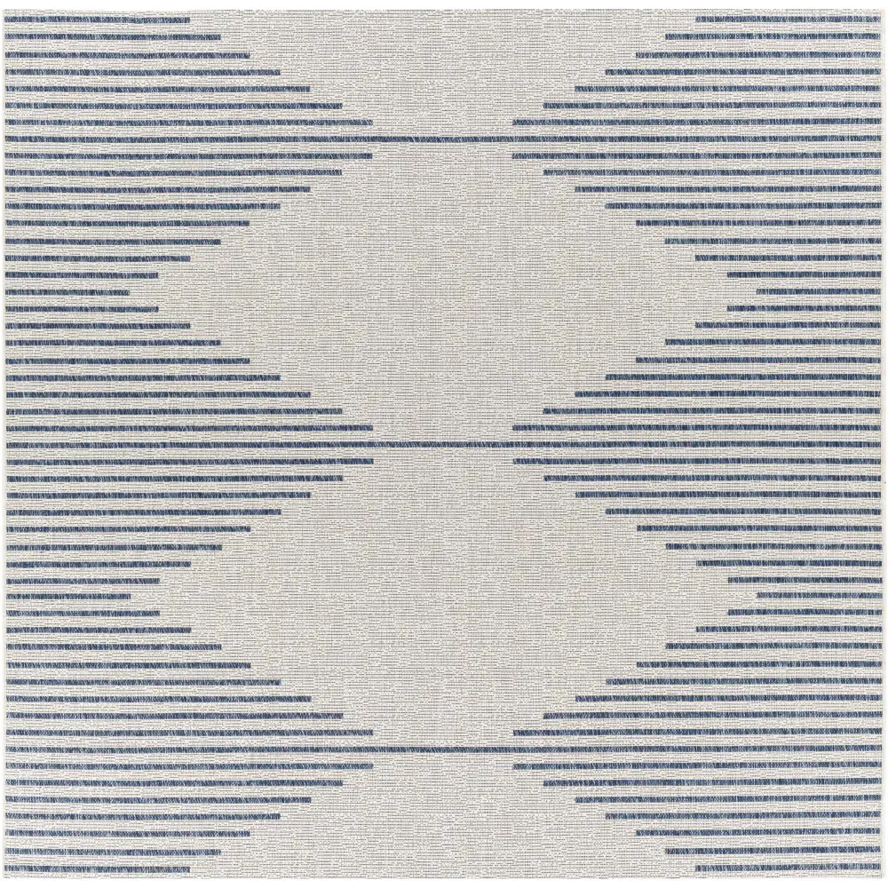 Stephan Blue & Cream Outdoor Rug - 6’7’’ Square - Boutique Rugs