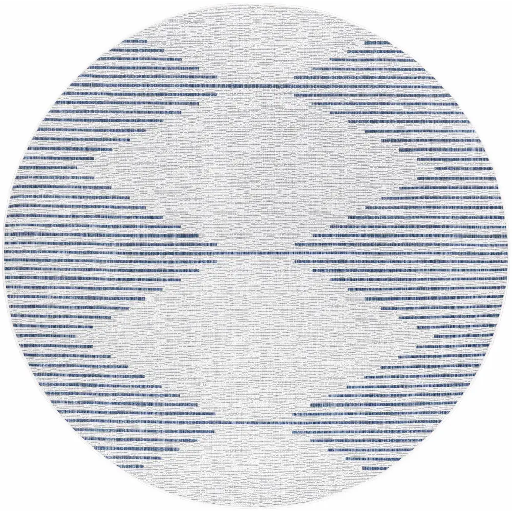 Stephan Blue & Cream Outdoor Rug - 7’10’’ Round - Boutique Rugs