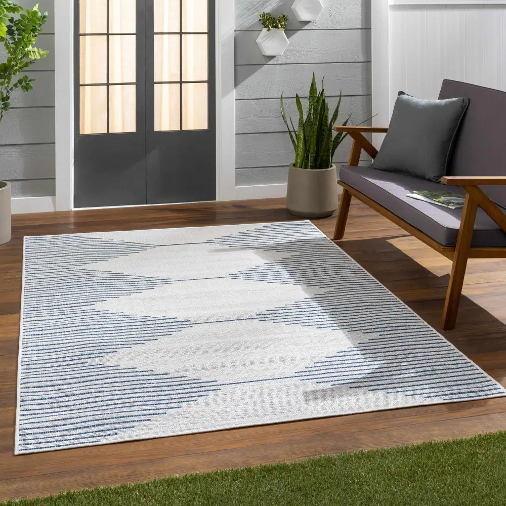 Stephan Blue & Cream Outdoor Rug - Boutique Rugs